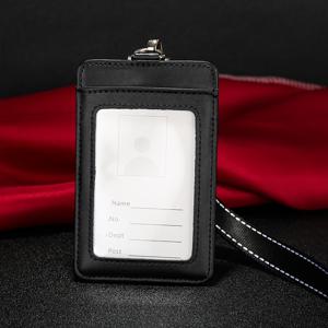 TEMU PU 가죽 직장 ID 배지 거치대 RFID 차단 기능 포함 - 1개 내구성 ID 카드 케이스 끈 포함 - 다목적 출입 및 신분증 파우치 사무실 및 일상 사용