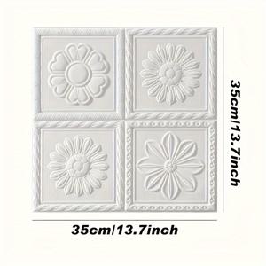 TEMU 12/24/48개 유럽 빈티지 화이트 스톤 3D 벽 타일 스티커, 13.77*14.9인치, 접착식 방수 세탁 가능 부드러운 스크래치 방지 폼 패널 거실, 침실, 세탁실, 난로용