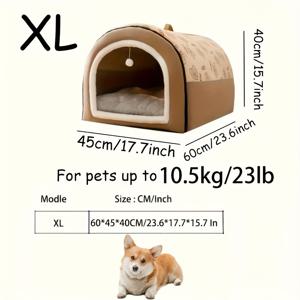 TEMU 개 집과 고양이 동굴 | 2 in 1 분리 가능한 고양이 침대, 공 모양의 귀걸이 | 양털 고양이 침대, 실내 고양이 둥지, 고양이 쉼터, 개 집, 손잡이가 있으며 모든 모양의 애완 동물을 수용할 수 있는 다양한 크기에서 이용할 수 있습니다.
