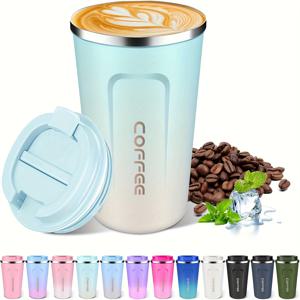 TEMU 12oz/17oz 스테인리스 스틸 보온 커피 머그 - 누수 방지, 식기세척기 사용 가능 뚜껑이 있는 텀블러, 음료를 뜨겁거나 차갑게 유지 - 사무실, 독서, 캠핑에 이상적 - 남녀를 위한 훌륭한 선물, 화이트, 레드, 블랙 등 다양한 색상, 커피 바 액세서리