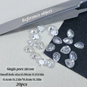 TEMU 20/30개 단일 구멍 배 모양 흰색 보석 - 4x6mm & 6x8mm 고품질 컷팅 방울형 스톤, DIY 주얼리 제작용, 귀걸이, 팔찌, 펜던트 & 목걸이 참 장식품 - 반짝이는 빛 굴절, 인조 보석 비즈, 우아한 보석, 반사 표면
