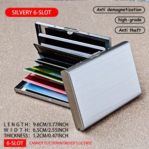 TEMU PVC 소재의 스테인리스 스틸 신용카드 지갑, 블랙, 캐주얼 스타일, 비브레이드, 버클 디테일, 도난 및 자기 소거 방지, 10개 카드 수용 가능, 남녀 공용 슬림 디자인