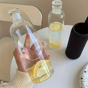 TEMU 1pc, BPA 프리 500ml/700ml 직사각형 누출 방지 물병 시간 표시기, 경량 냉장고 안전 플라스틱, 낙상 방지 스포츠 수분 보충 병, 학교, 스포츠 및 일상 생활에 이상적입니다.