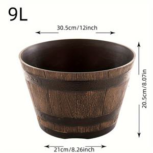 TEMU 수지 나무 통 모양 화분 - 4L 클래식 스타일 플라스틱 화분 배수구가 있는 분재, 실내 식물, 실내 및 실외 정원 전시용 - 바닥 장착 식물 용기
