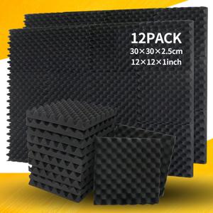 TEMU 12팩 웨이브 코튼 아코스틱 폼 패널, 12x12x1인치, 회의실, 녹음 스튜디오, 댄스 스튜디오, 홈 시어터, 게임룸용 방화 방지 사운드프루프 보드