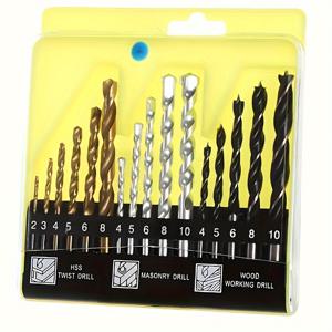 TEMU 16pcs 비트 세트, 나무, 금속, 콘크리트, 돌, 벽돌용 HSS 스틸 평평한 샤프트 드릴 비트, 2-10mm 샤프트, 퀵 차크 및 임팩트 드릴과 호환 가능합니다.