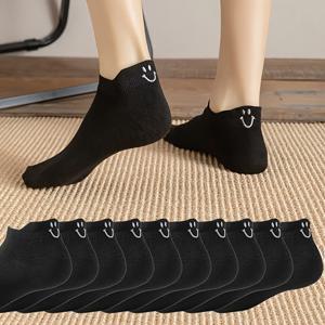 TEMU 봄과 가을을 위한 한국 대학 스타일의 편안한 미끄럼 방지 스포츠 양말 10 쌍, 다용도로 사용할 수 있는 일본 스타일의 짧은 양말.