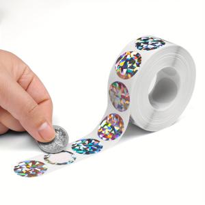 TEMU 300개 2.5Cm*2.5Cm / 1인치 둥근 레이저 자체 접착 스크래치 오프 라벨 스티커 스크래치 카드, 쿠폰, 프로모션, 웨딩 이벤트 기프트 카드, 게임 카드|카드스티커