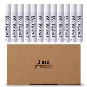 TEMU JIESO 12개 모노크롬 화이트 오일 크레용 오일 페인팅 스틱, 밝은 크림 색상, JIESO