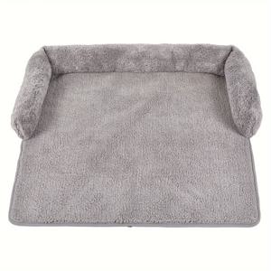 TEMU 인조 양모 반려견 침대 쿠션, 직사각형 폴리에스터 소파 패드, 미끄럼 방지 바닥, 반려견 가구 보호대, 소형견용, 실내 사용, 초소형에서 소형 견종에 적합|소파패드