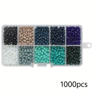 TEMU 1000개 4mm 평평한 비즈 10 박스 유리 비즈 DIY 보석 액세서리, 귀걸이, 팔찌, 목걸이 액세서리