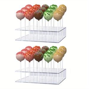 TEMU 2개 투명 아크릴 케이크 팝 스탠드 - 컬러풀 캔디 팝, 컵케이크, 디저트용 15홀 롤리팝 디스플레이 홀더, 파티 및 이벤트에 완벽, 파티 디저트 디스플레이 | 수직 팝 스탠드 | 아크릴 제작