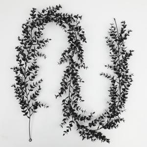 TEMU 1개 인공 블랙 유칼립투스 덩굴 가랜드 - 할로윈, 크리스마스, 가을 장식용 리얼리스틱 플라스틱 매달린 장식, 실내외 스푸키 파티 설정에 완벽, 할로윈 장식