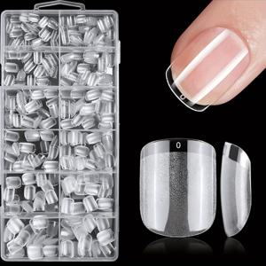 TEMU 600개 엑스트라 쇼트 스퀘어 네일 팁 - 클리어 아크릴 매트 마감, DIY 네일 아트, 연장 및 살롱 사용을 위한 풀 커버 프리-쉐이프 인조 네일, 네일 테크 용품|네일팁