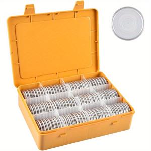 TEMU 84개 동전 수집 정리함, 폼 개스킷 포함 – 6가지 크기(20/25/27/30/38/46mm) 동전용 내구성 PVC 보관 케이스, 투명 캡슐 및 분리 가능한 칸막이로 쉬운 보기 및 안전한 운송, 동전 보관 솔루션 | 투명 뚜껑 케이스 | 고품질 PVC