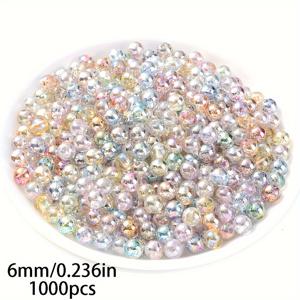 TEMU 1000개 6mm/500개 8mm/300개 10mm 무지개색 아크릴 비즈, 혼합 색상, DIY 쥬얼리 만들기, 팔찌, 목걸이, 귀걸이, 공예, 의류, 신발 액세서리, 장식 비즈|귀걸이|목걸이|팔찌