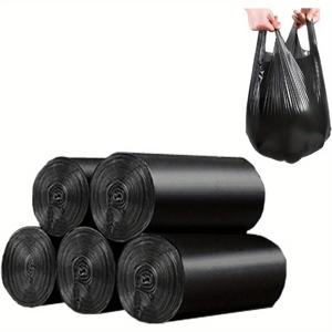 TEMU 100개의 작은 검은 쓰레기 봉투, 4갤런 용량, 내구성이 뛰어난 PE 재질로 제작, 손잡이와 브레이크포인트가 있는, 50X60Cm 크기입니다.