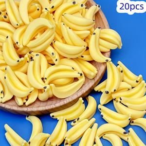 TEMU 20개 미니어처 바나나 비즈, DIY 주얼리 만들기, 수공예 액세서리, 크리에이티브 패션 테마 장식, 휴대폰 케이스 액세서리용 수지 가짜 바나나 매력