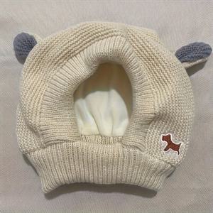 TEMU 조용한 강아지 귀, 소음 방지 니트 모자, 중대형 반려동물 겨울용 따뜻한 캡, 오렌지색