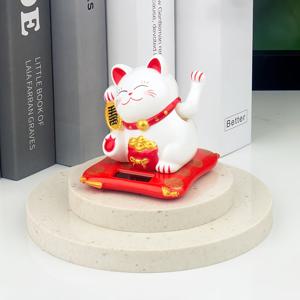 TEMU 행운을 불러오는 손을 흔드는 고양이 조각상 - 내구성 있는 ABS 소재로 부와 번영을 유도, 차량 대시보드, 사무실 책상, 또는 상점 장식에 완벽, 행운과 긍정적인 에너지를 가져다줍니다
