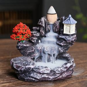 TEMU 1개 풍경 산 폭포 레진 역류 향로, 샌들우드 & 아가베 - 홈 데코, 명절 (할로윈/크리스마스/이스터/라마단/어머니의 날)용