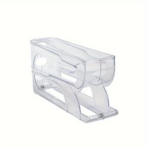 TEMU 1pc 혁신적인 3단/4단 냉장고 계란 보관 선반, 신선도 유지, 비접촉 안전 소재, 플라스틱, 슬라이드 롤링 디스펜서 포함, 주방 조리대용, 배터리 불필요