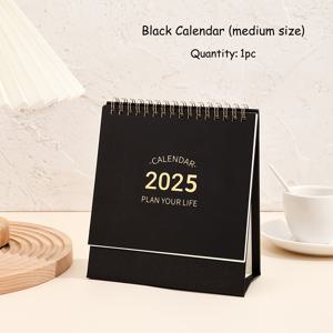 TEMU 2025년 블랙 데스크 캘린더, 컬러풀한 월별 페이지, 코일 플립 스탠드, 스티커 포함 - 가정, 학교, 사무실 계획 및 정리에 이상적, 6.7 x 5.9인치