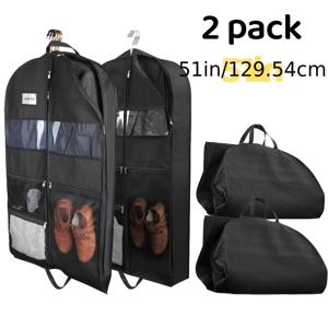 TEMU 1/2pcs 두꺼운 패딩 가죽 의류 가방, 코트 걸이, 슈트 보관 옷장, 포켓, 남성 슈트, 셔츠, 드레스용 지퍼 클로저 - 여행 의류 걸이 가방
