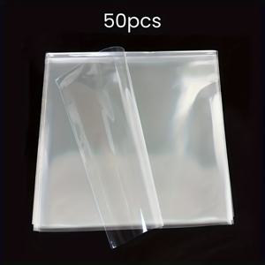 TEMU 50팩 투명 LP 비닐 레코드 슬리브 - 12인치 싱글 및 더블 앨범을 위한 튼튼한 외부 앨범 커버, 투명 보호, 방진, 배터리 필요 없음.