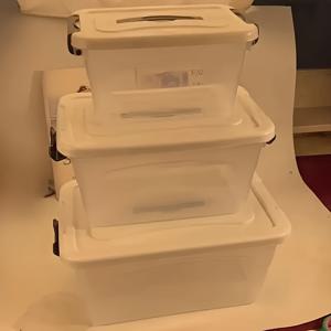 TEMU 3pcs 현대형 플라스틱 보관함 세트 - 책, 의류, 화장품 등에 적합한 내구성 있는 정리함 - 안전한 뚜껑이 있는 직사각형 형태, 가정 및 주방 사용에 이상적, 책 보관|세련된 보관함|안전한 뚜껑 보관함