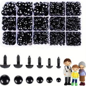 TEMU 700개 흑색 플라스틱 안전 눈, 와셔 포함, DIY 봉제 동물, 아미구루미 공예, 인형 만들기 용품