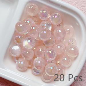TEMU 20/40개 부드러운 캔디 컬러 플라스틱 비즈, 8mm 라운드 버블껌 비즈, 쥬얼리 만들기, DIY 목걸이, 팔찌, 휴대폰 장식, 공예 용품 - 내구성, 광택, 투톤 비즈, 창의적인 프로젝트|비즈목걸이