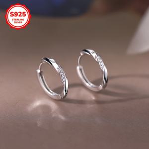 TEMU 925 순은색, 라인스톤 원형 귀걸이, 패션 스타드, 데이, 어머니의 날, 생일 및 졸업식에 적합, 선물 상자 포함