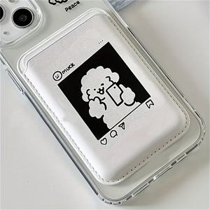 TEMU 1개 귀여운 강아지 디자인 인공 가죽 자석 지갑 카드 거치대 iPhone 16 Pro Max용 - 매듭 없음, 무선 충전 호환, 카드 슬롯 액세서리|카드지갑|지갑