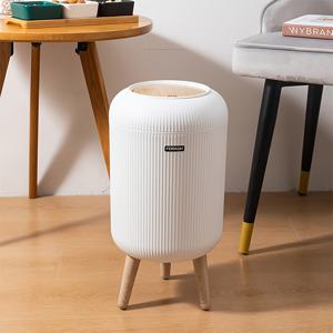 TEMU 1pc 10L 냄새 방지 , 간단한 둥근 나무 조직 디자인, 주방, 욕실, 사무실용 푸시형 플라스틱 폐기물통 - 크리스마스 및 새해 선물에 이상적|음식물쓰레기통