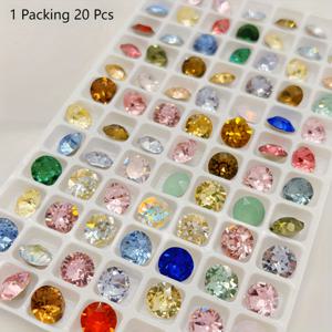 TEMU 20개 세트 8mm K9 유리 라인스톤, 저자극성 다기능 네일 아트, DIY 공예, 패션 액세서리, 신발, 목걸이, 반지, 휴대전화 케이스