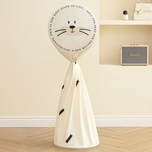 TEMU 1개 만화 캐릭터 귀여운 선풍기 커버, 범용 원단 먼지 보호대, 방수, 가정 및 사무실 바닥 선풍기, 주방 및 식당 보관 액세서리, 겨울 선풍기 보관, 휴대용, 손세탁 가능, 블랙 & 베이지, 폴리에스테르 소재, 무작위 프린트