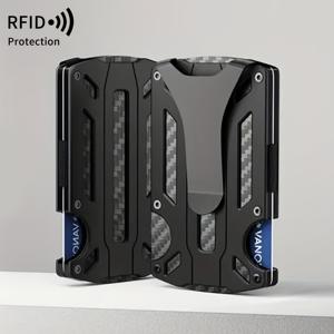 TEMU RFID 차단 탄소 섬유 지갑 - 슬림 메탈 & 알루미늄 카드 홀더, RFID 보호 기능, 남성용 슬림 피트 지갑 | 지갑 | 세련된 지갑 디자인, RFID 지갑|카드지갑|지갑
