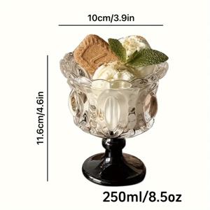 TEMU 2개 세트 우아한 빈티지 스타일 블랙 기하학 유리 디저트 컵 - 무연, 재사용 가능 & 내구성 있음, , 요거트, 푸딩에 적합 | 홈파티, 기숙사 및 차 파티를 위한 완벽한 선택 | 이상적인 선물 아이디어