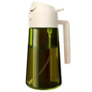 TEMU 15oz 주방 요리용 이중 기능 오일 디스펜서 및 스프레이 - BPA 프리 보로실리케이트 유리, 에르고노믹 핸들이 있는 엑스트라 버진 올리브 오일 미스터 & 푸어러, 바비큐 및 샐러드 드레싱에 이상적, 요리용 오일 스프레이 병
