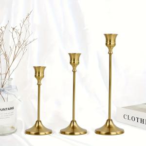 TEMU 3pcs 우아한 금색 촛대와 흰색 촛대 - 로맨틱한 저녁 식사, 결혼식, 휴일 축하에 이상적, 로맨틱한 저녁 식사 장식|우아한 촛대|폴리시드 피니시, 촛대 장식
