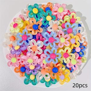TEMU 20개 불규칙 꽃 홀로우 레진 참 DIY 주얼리, 폰 케이스, 헤어 클립 & 신발 액세서리용 - 광택 마감, 컬러풀 장식, 주얼리 만들기 참