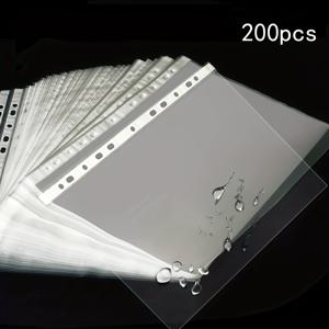 TEMU 200장 PVC A4 투명 시트 보호대, 11구멍 펀치 플라스틱 파일 슬리브, 문서 정리용 방수 투명 파일 폴더