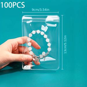 TEMU 100개 PVC 방산 보석 가방 두꺼운 보석 장식 DIY 보관용 투명한 밀봉 가방 가정용 재사용 가능한 휴일 파티 할로윈 크리스마스 새해 선물 포장 가방 소규모 사업에 적합, 겨울, 새해에 완벽함