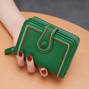 TEMU 여성용 컴팩트 레드 합성 가죽 지갑 - 다양한 카드 슬롯, 동전 지갑 및 안전한 스냅 클로저가 있는 짧은 디자인, 세련된 스타일