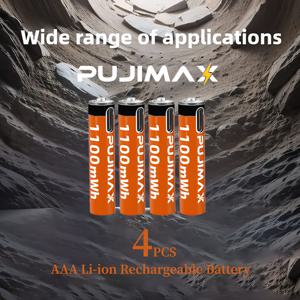 TEMU PUJIMAX AAA 1100mAh 리튬이온 충전지 - 원격 제어, 키보드, 무선 마우스, 드론, 알람 시계, 도어벨용 빠르고 오래가는 USB-C 충전|드론
