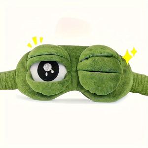 TEMU 1개 귀여운 개구리 만화 수면 마스크, 부드럽고 편안한 풀온 아이 커버, 낮잠 여행 휴식 눈 가리개, 전기 및 배터리 없음