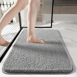 TEMU 1pc 기하학적 패턴 소프트 샤기 욕실 러그, 흡수성 미끄럼 방지 메모리 폼 바닥 매트, 부드러운 욕실 카펫, 폴리에스터 니트 위에 PVC 뒷면이 있는, 주방, 침실, 애완 동물 매트용
