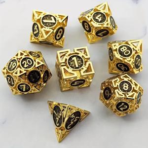 TEMU 20면 금속 주사위 세트, 중공 각진 D&D 롤플레잉 게임 주사위, TRPG 크툴루 컬러, 게임 액세서리, 탁상 RPG 장난감|주사위