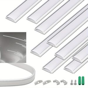 TEMU 10개 묶음 1.65피트/0.5미터 유연한 LED 채널 크기 17*4mm 은색 초박형 알루미늄 홈 흰색 음영 수동으로 구부릴 수 있는 알루미늄 하우징 트랙 스트립 조명용 아노다이즈드 아크 장착
